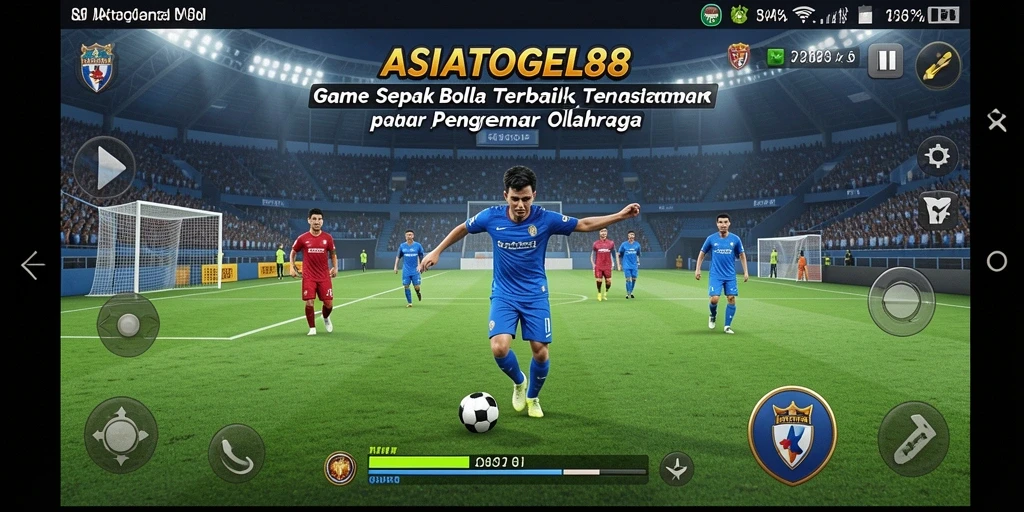 Tampilan gameplay ASIATOGEL88 yang mendebarkan di lapangan sepak bola.