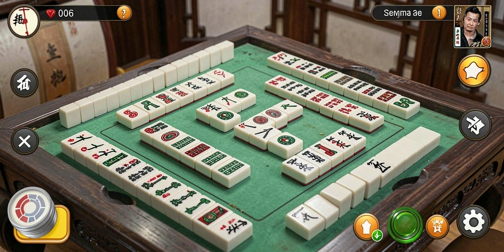 Tampilan menarik dari gameplay Mahjong D06 dengan berbagai ubin.