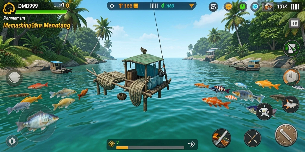 Tampilan menakjubkan dari gameplay memancing di DMD999.
