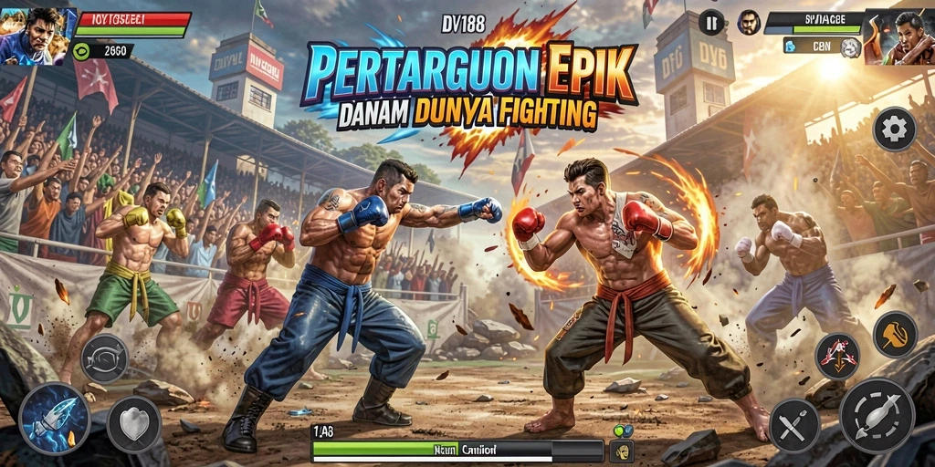 Tampilan gameplay yang mendebarkan dalam pertarungan seru di DV188.