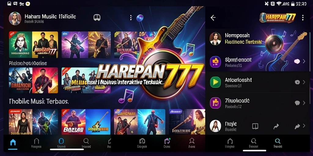 Tampilan gameplay interaktif di HARAPAN777 dengan berbagai alat musik.