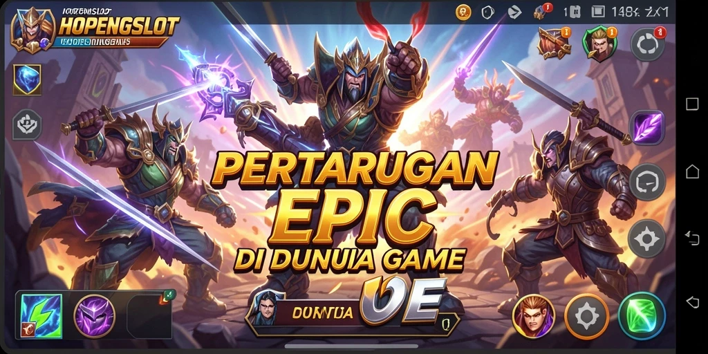 Screenshot HOPENGSLOT menampilkan pertarungan epik antara dua karakter.