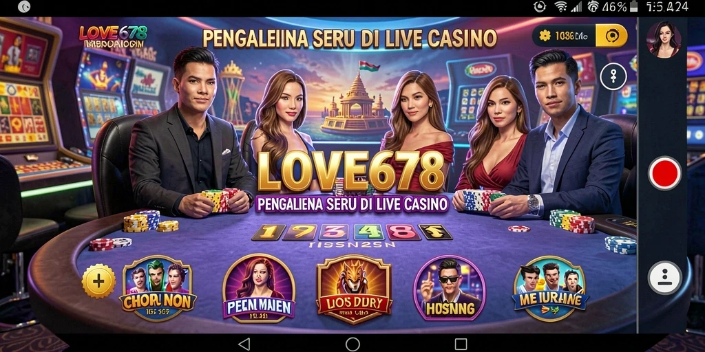 Screenshot utama LOVE678 menunjukkan dealer profesional dan gameplay yang mendebarkan.