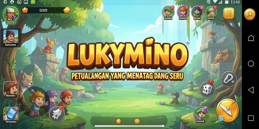 Screenshot gameplay LUKYMINO yang menunjukkan dunia petualangan yang menakjubkan.
