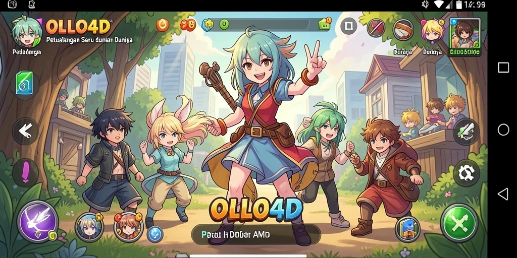 Tangkapan layar menggambarkan aksi seru dalam permainan anime OLLO4D.