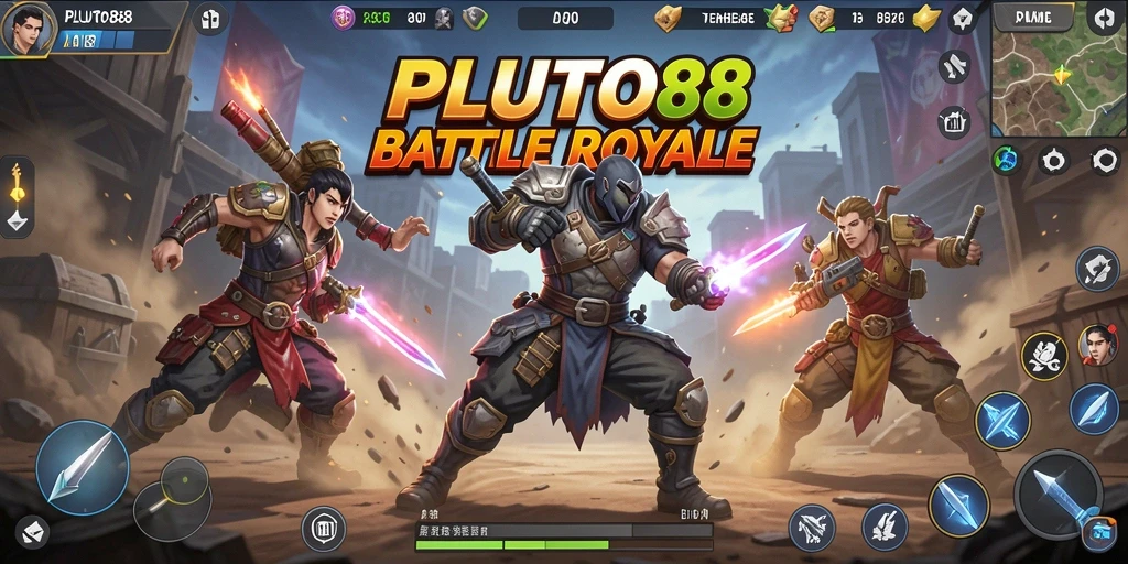 Gameplay seru dan mendebarkan dari PLUTO88 di arena Battle Royale.