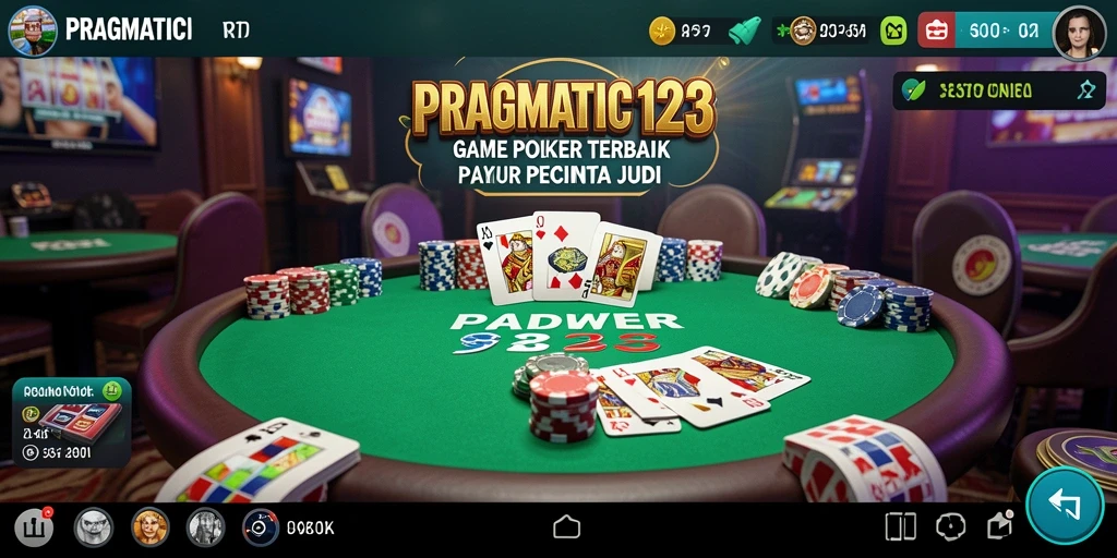 Screenshot utama PRAGMATIC123 menampilkan suasana permainan Poker yang menegangkan.