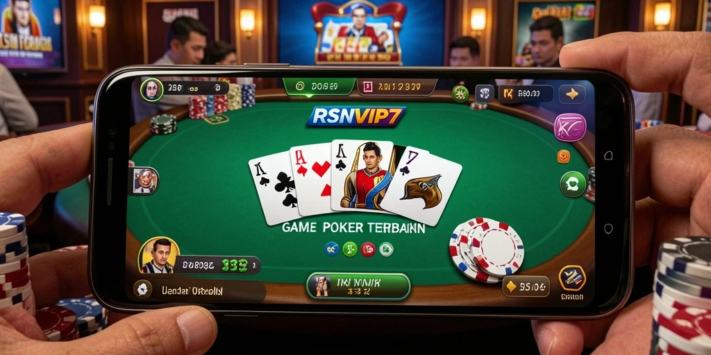 Tampilan gameplay RSNVIP7 dengan suasana poker yang mendebarkan.